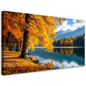 Feeby Impresi&oacute;n De Imagen, Paisaje Oto&ntilde;al Lago Monta&ntilde;as Naturaleza, 120x60