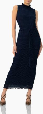 Ivonne Sleeveless Long Pleated Dress in Navy Blue at Nordstrom, Size Medium