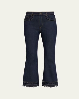 Cinq &agrave; Sept Stevie Guipure Lace Crop Flare Jeans