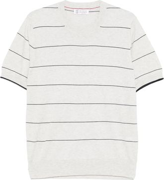 Brunello Cucinelli T-shirt a righe - Grigio