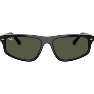 Ray-Ban 59mm Irregular Sunglasses in Black /Green at Nordstrom