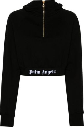 Palm Angels logo-underband hoodie - women - Polyamide/Polyester/Cotton/Elastane - L - Black