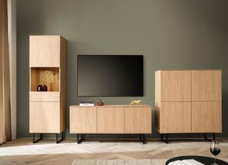 HOME AFFAIRE Wohnwand »Lund, moderne Anbauwand, Wohnzimmer-Set in Stone Oak« 3 Stk. tlg