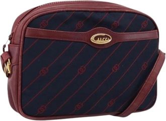 Gucci Pre-owned Vintage Canvas Shoulder Bag - Dames - Vintage Schoudertas - Blauw - ONE Size - Vintage
