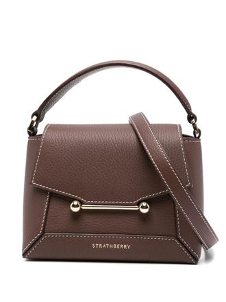 Strathberry Mosaic leren mini-shopper met streepdetail - Bruin