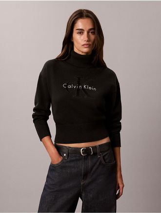 Calvin Klein Jeans Calvin Klein Womens Monologo Turtleneck Sweater - Black - XL