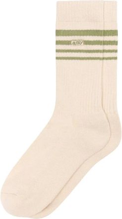 Autry Socks, unisex, Beige, Size: S Striped Cotton Blend Socks
