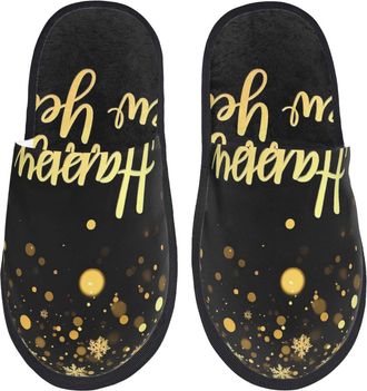 Generic Happy New Year Unisex House Slippers Cosy House Shoes Breathable Shoes For Winter Outdoor Indoor M