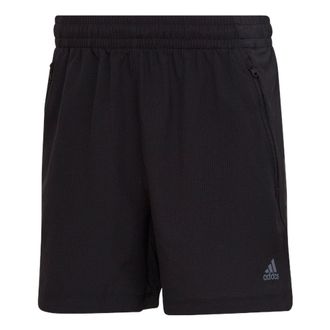 adidas Mens adidas Solid Color Logo Printing Elastic Waistband Gym Shorts Black HD3557