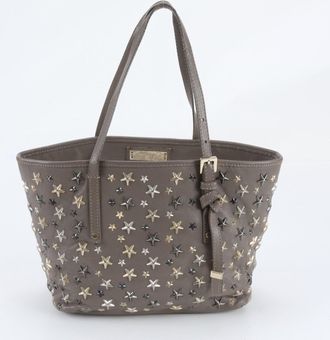 Jimmy Choo London Grayish Leather Handbag Shoulder Bag Tote Bag (Pre-Owned)