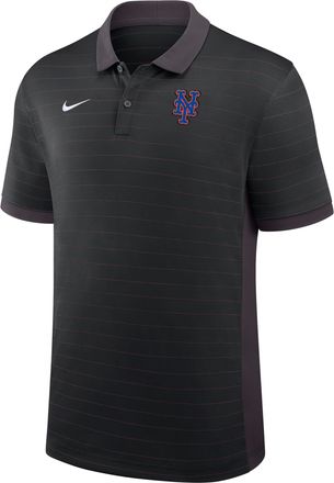 Nike New York Mets Authentic Collection Striped Victory Nike Mens Dri-FIT MLB Polo in Black | 03BG0GJ6NME-P81