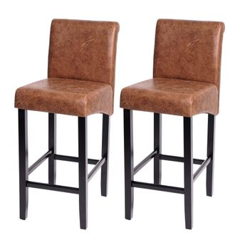 Hhg Hhg - Nunca Usado] Lote De 2 Taburetes De Bar 717, Taburete De Bar Taburete De Bar, Madera, Imitaci&oacute;n De Ante, Patas Oscuras, Tela/textil
