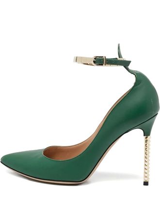 Valentino Garavani 100mm studded-heel pumps - women - Leather/Leather/Leather - 36 - Green