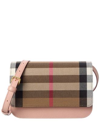 Burberry Check Cotton & Leather Shoulder Bag