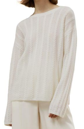 LilySilk Semi-Sheer Cable-knit Cashmere Sweater in White at Nordstrom, Size Medium