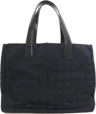 Chanel New Travel Line Black Nylon Jacquard Tote Bag (Pre-Owned)