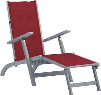 vidaXL Tumbona De Jard&iacute;n Con Reposapi&eacute;s Y Coj&iacute;n Madera Maciza Acacia Vidaxl