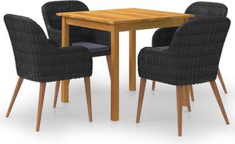 vidaXL Juego De Comedor Para Jard&iacute;n 5 Piezas Negro Vidaxl