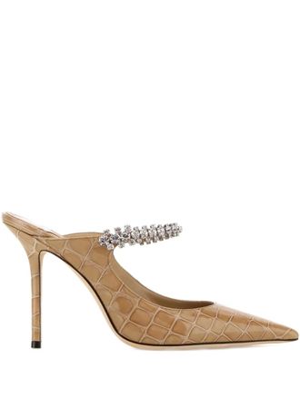 Jimmy Choo London embossed-print embellishment mules - Neutrals