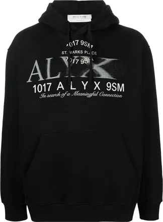 Alyx logo-print cotton hoodie - men - Cotton - S - Black