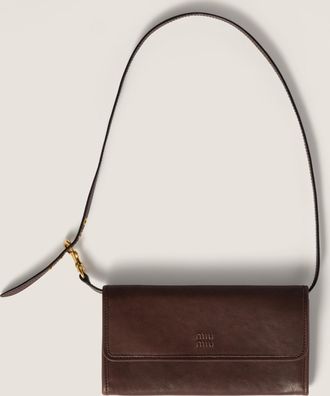 Miu Miu Nappa leather wallet with shoulder strap