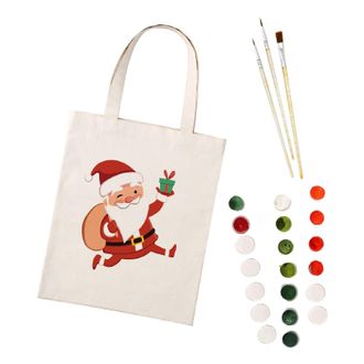 Generic CXINLky Painting by Numbers Canvas Bag, Creative DIY Painting by Numbers Shoulder Bag Handbag with Large Capacity, 25-Father Christmas, Medium