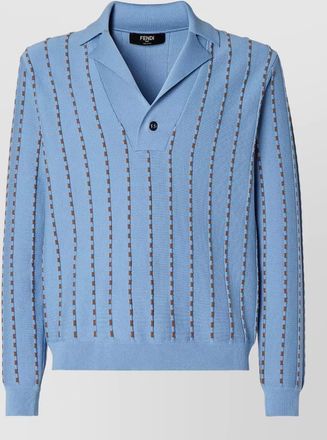 Fendi striped knit polo long sleeves ribbed trim