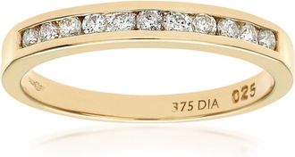 Jewelco London 9ct Gold 1/4ct Diamond 11 Stone Channel Set Eternity Ring 2mm - PR0AXL3626Y