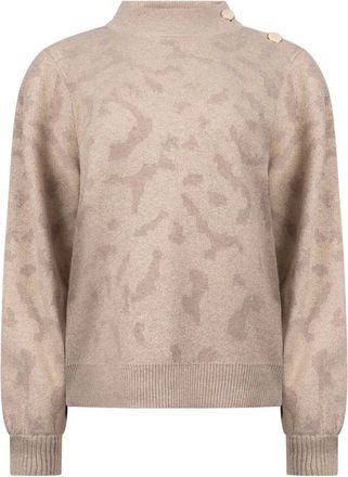 Nukus Nukus - Kristel Pullover Print - Dames - Truien - Beige - Maat: 2XL Nylon