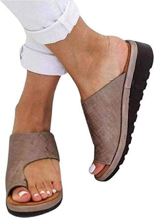 Generic Orthopedic Sandals for Women, Open Toe Leather Bunion Corrector for Summer Outdoor Hiking and Walking