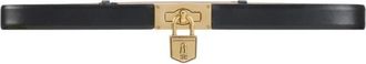 Elisabetta Franchi High Leather Waist Belt with Padlock Charm - Dames - Riemen - Zwart - XS - Leer - Accessoires