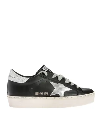 Golden Goose Hi Star sneakers in black with laminated logo