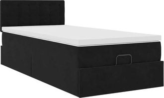 vidaXL Estructura De Cama Otomana Colch&oacute;n Terciopelo Negro 100x200cm Vidaxl