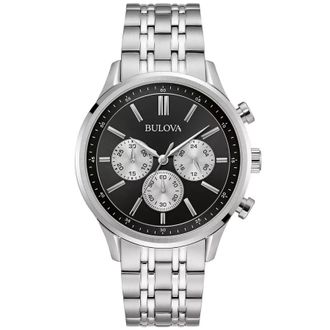 Bulova Classic Chronograph Quartz Black Dial Mens Watch 96A295