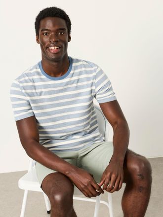 Fat Face FatFace Ash Blue Short Sleeve Jacquard Stripe T Shirt