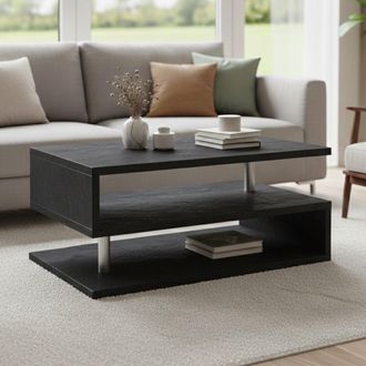 Dmora Mesa De Centro Goffredo, Mesita De Sal&oacute;n, Mueble Bajo, Mesa De Centro, 90x55h41 Cm, Pizarra, Con Embalaje Reforzado - Dmora