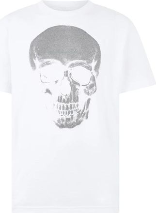 Philipp Plein Ronde Hals T-Shirt Skull Strass - Heren - T-shirts - Wit - L - Katoen - Tops