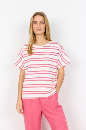 Soyaconcept T-Shirt SOYACONCEPT SC-BARNI 50, Damen, Gr. XXL, rapture rose combi, Single Jersey, Obermaterial: 48% Modal, 48% Polyester, 4% Elasthan, geringelt, ge