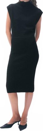 White + Warren Cashmere Sleeveless Midi Dress In Black