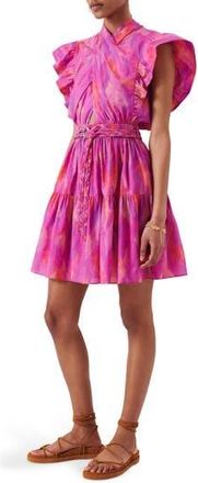 Derek Lam Finn Ruffle Cap Sleeve Faux Wrap Dress in Fuchsia Multi at Nordstrom Rack, Size 00
