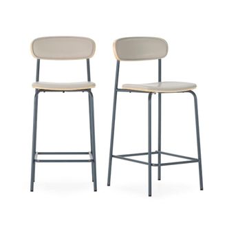 Calicosy Lote de 2 taburetes de polipiel h95 cm - beige