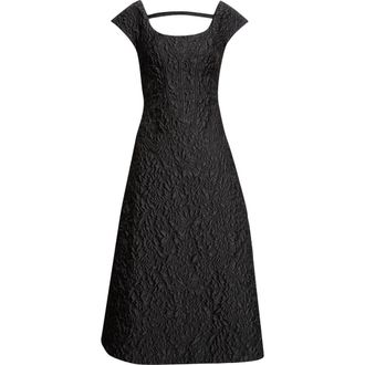 Emilia Wickstead Pesca Embossed Cloqu&eacute; Cocktail Dress in Black at Nordstrom, Size 4 Us