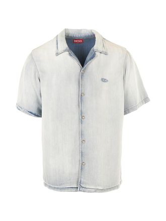 Diesel Short-Sleeve Casual Shirt with Light Wash Effect