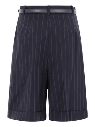 Max Mara Wool with Integrated Belt Bermuda Shorts - Blue