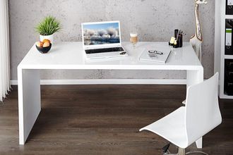 Furniturebox Enzo White High Gloss Rectangular Office Desk