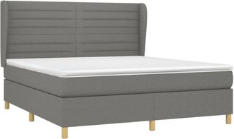 vidaXL Vidaxl - Cama Box Spring Con Colch&oacute;n Tela Gris Oscuro 180x200 Cm