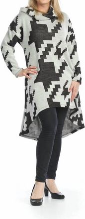Papillon Oversized Houndstooth Cotton Dress With Pockets In Black/white