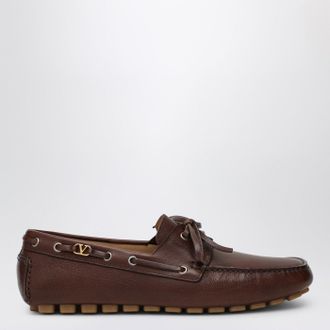 Valentino Garavani Brown leather moccasin driver Fantaway