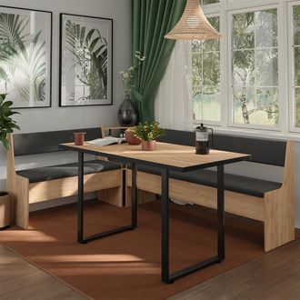 Vicco Conjunto Con Banco Esquinero Roman, Roble Dorado, 150.1 X 210.1 Cm, Vicco