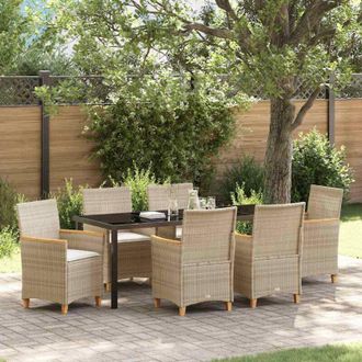 vidaXL Conjunto De Comedor De Jard&iacute;n 7 Pcs Beige Rat&aacute;n Sint&eacute;tico Vidaxl